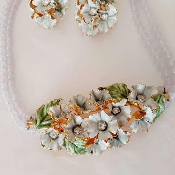 Sandor Vintage Enamel Necklace & Earring Set